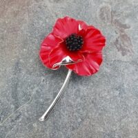 Red Poppy Brooch with Stem